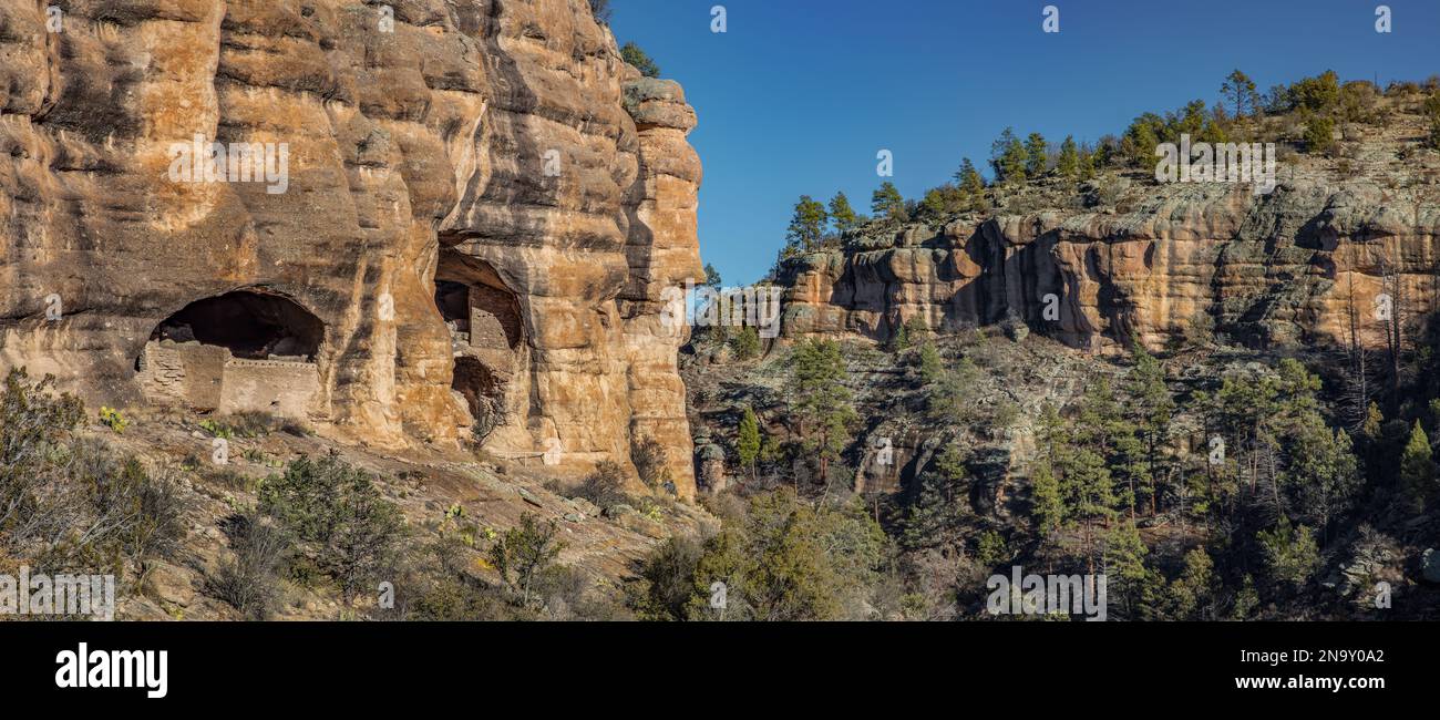Gila Cliff Dwelings Monument National, la Forêt Nationale de Gila, Nouveau Mexique Banque D'Images