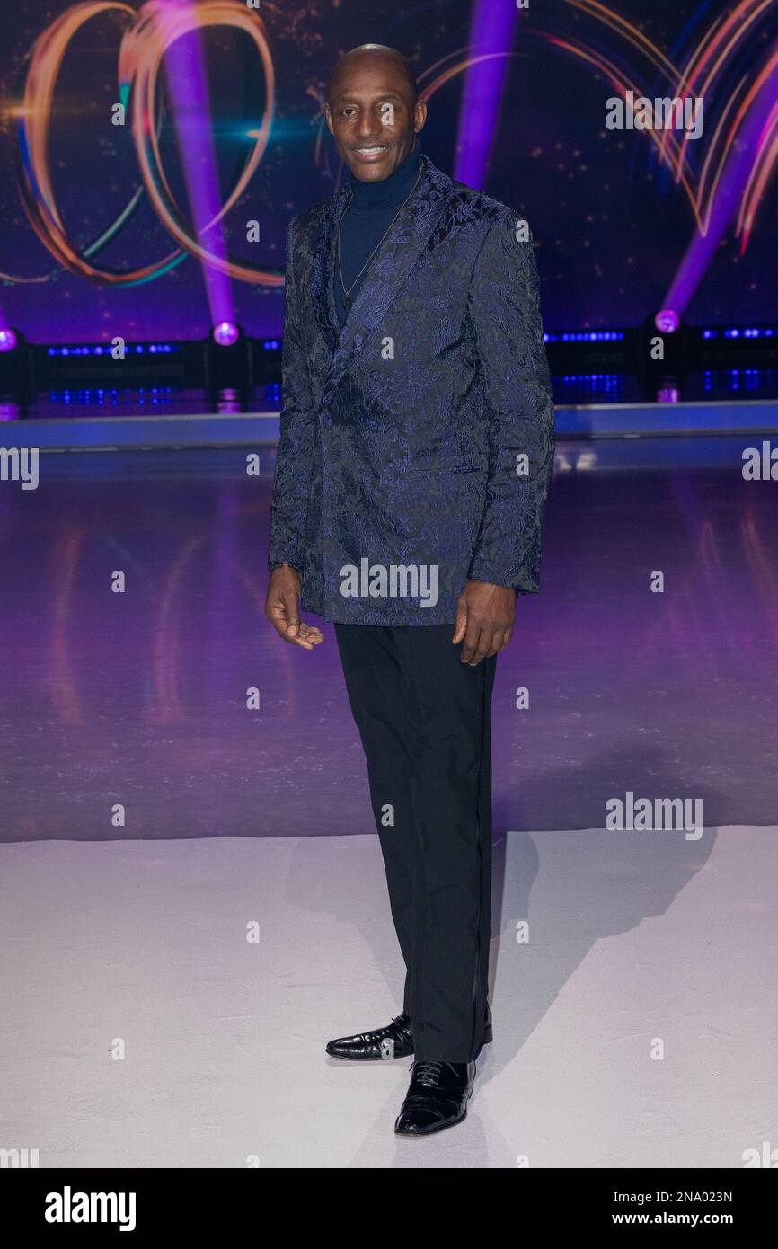 Des patineurs célèbres et leurs partenaires assistent à la séance photo Dancing on Ice au studio ITV de Hemel Hempstead avec: John Fashanu où: Hemel Hempstead, Royaume-Uni quand: 11 janv. 2023 crédit: Phil Lewis/WENN Banque D'Images