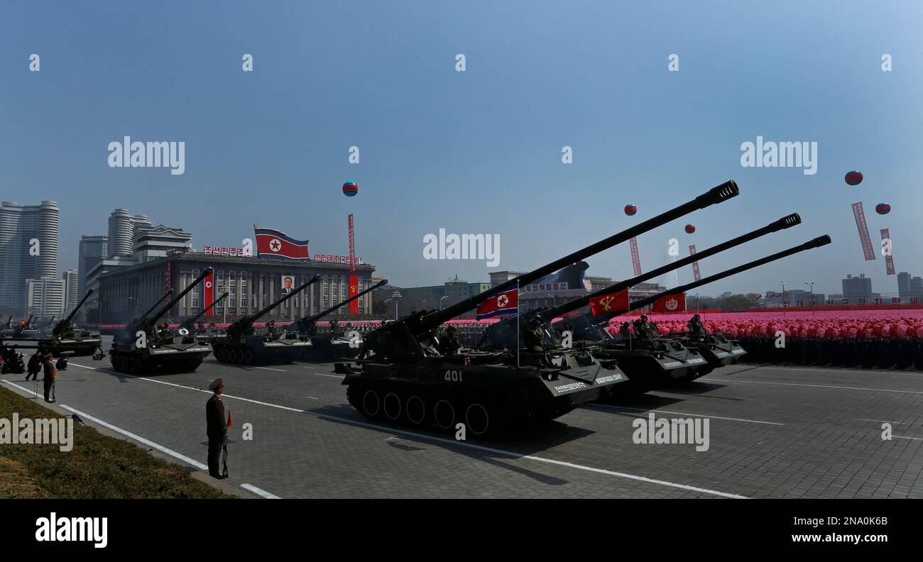 Pyongyang Vehicles North Korea military vehicles attend a mass military parade in ...