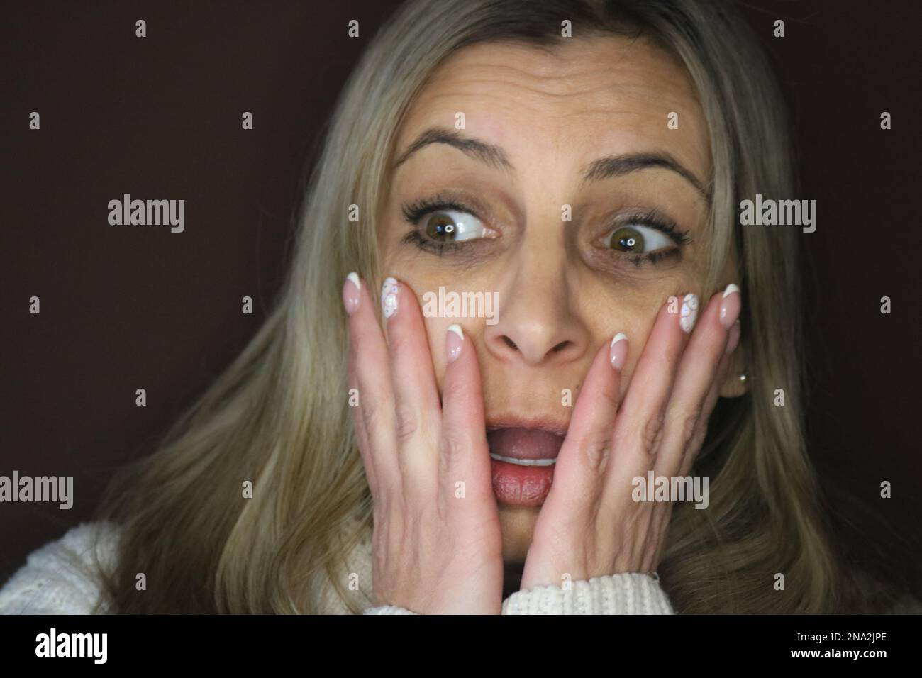 Femme surprise Banque D'Images