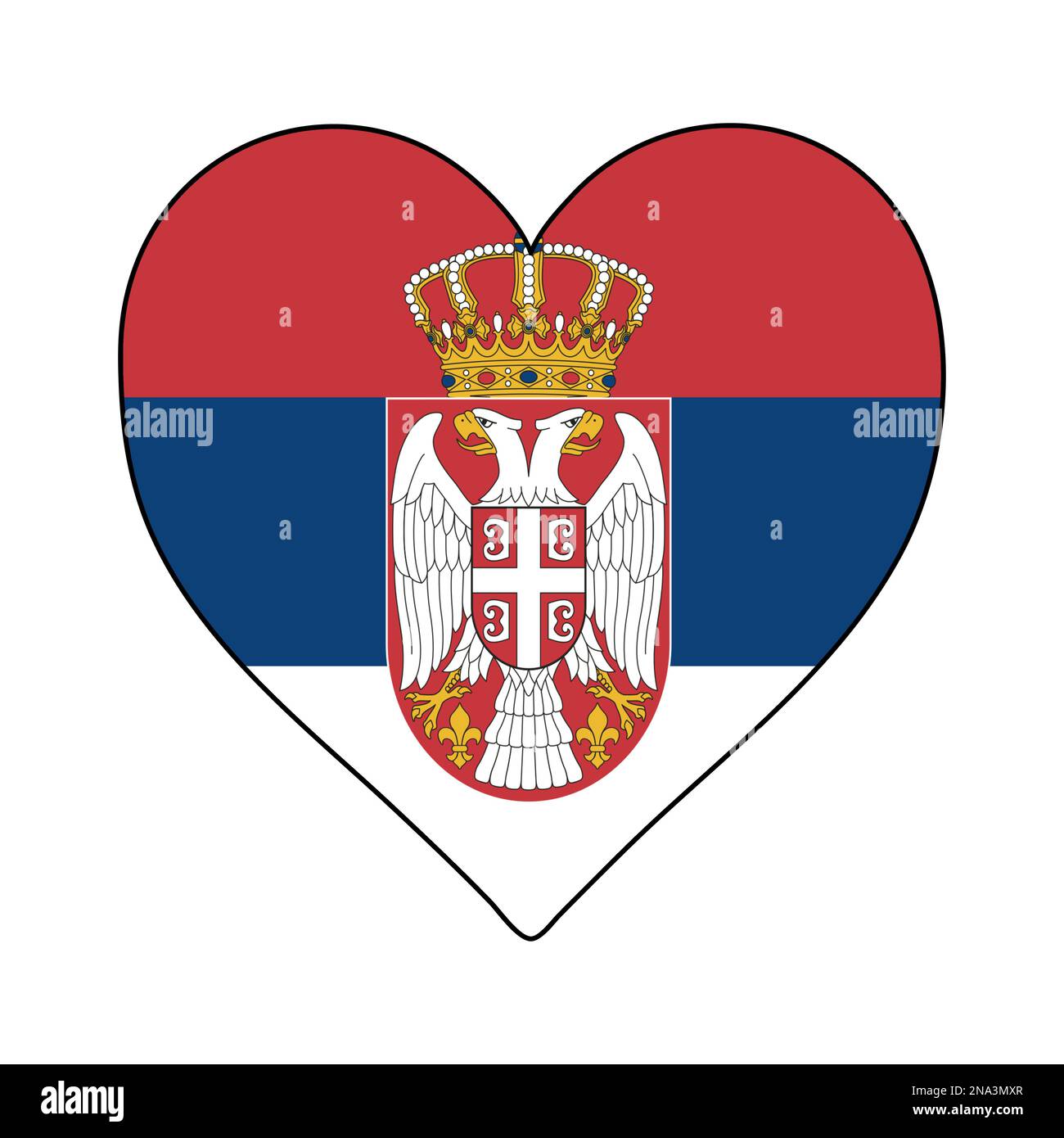 Drapeau de la forme du cœur de Serbie. Amour Serbie. Visitez la Serbie. Europe du Sud. Europe. Union européenne. Conception graphique d'illustration vectorielle. Illustration de Vecteur