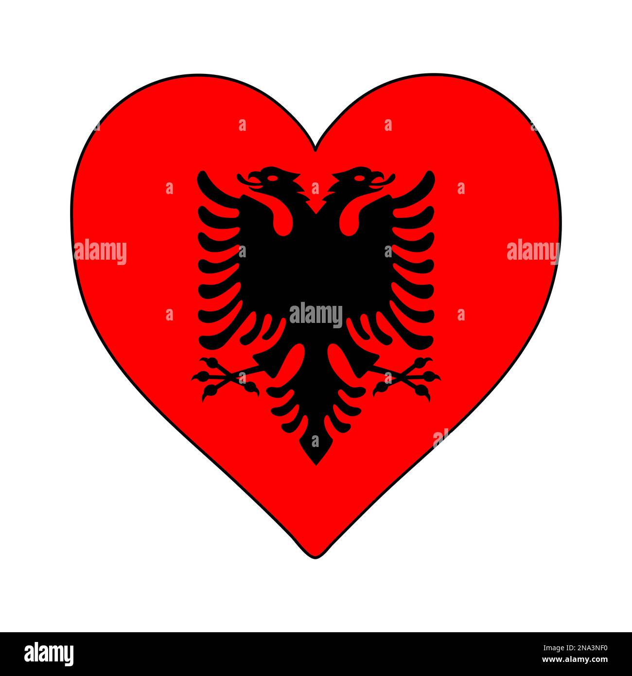 Drapeau de la forme du coeur de l'Albanie. J'aime l'Albanie. Visitez l'Albanie. Europe du Sud. Europe. Union européenne. Conception graphique d'illustration vectorielle. Illustration de Vecteur