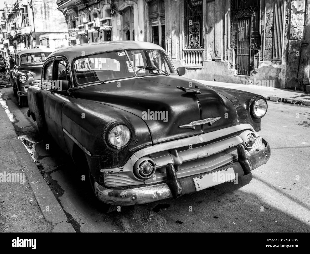 Voitures d'époque dans les rues de la Havane; la Havane, Cuba Banque D'Images