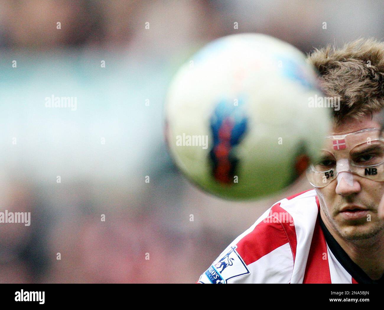 Sunderland's Nicklas Bendtner is seen during their English Premier League soccer match against Liverpool at the Stadium of Light, Sunderland, England, Saturday, March 10, 2012. (AP Photo/Scott Heppell) Banque D'Images
