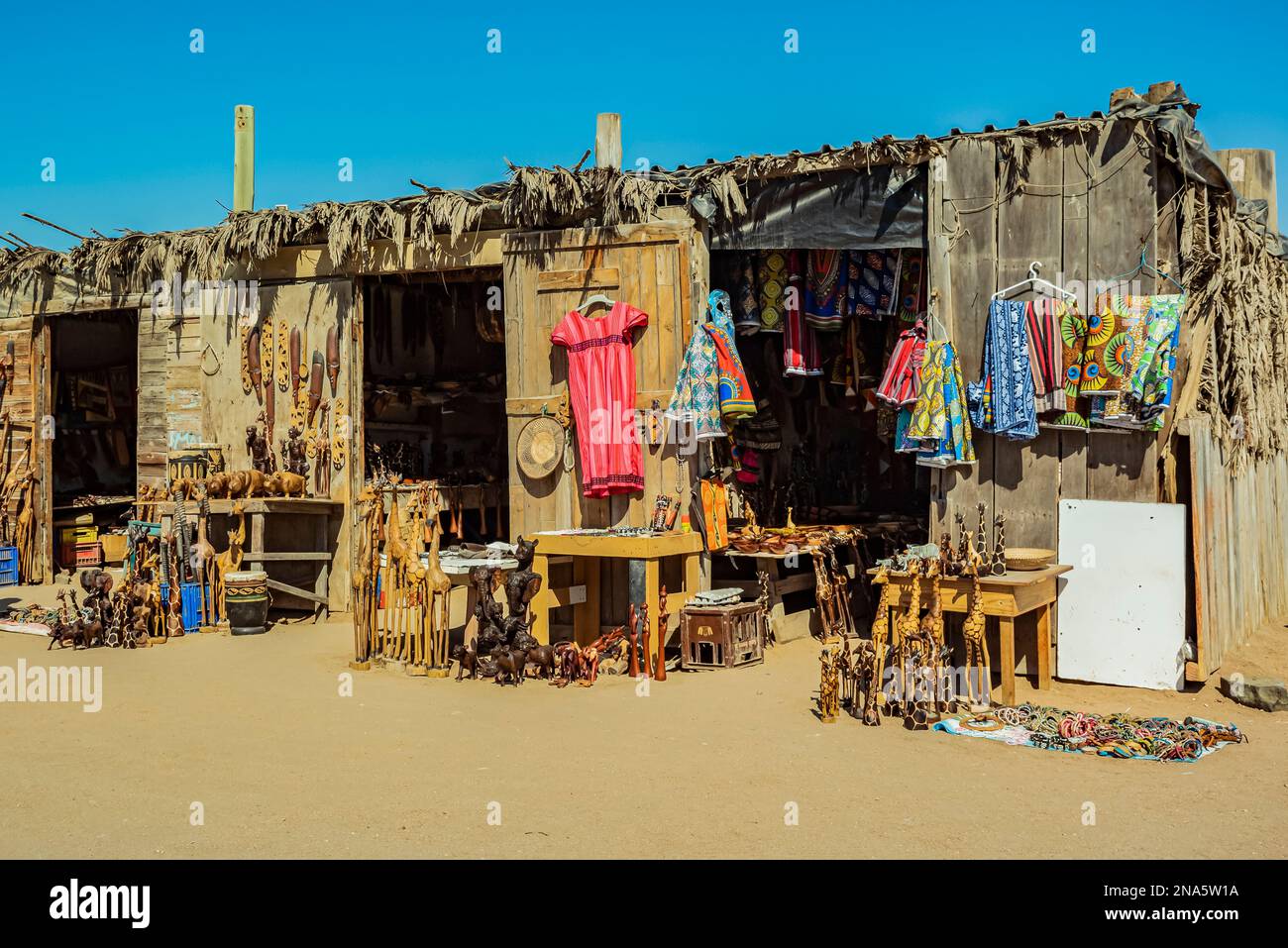 Artisanat à vendre à Walvis Bay, Skeleton Coast, Dorob National Park ; Namibie Banque D'Images