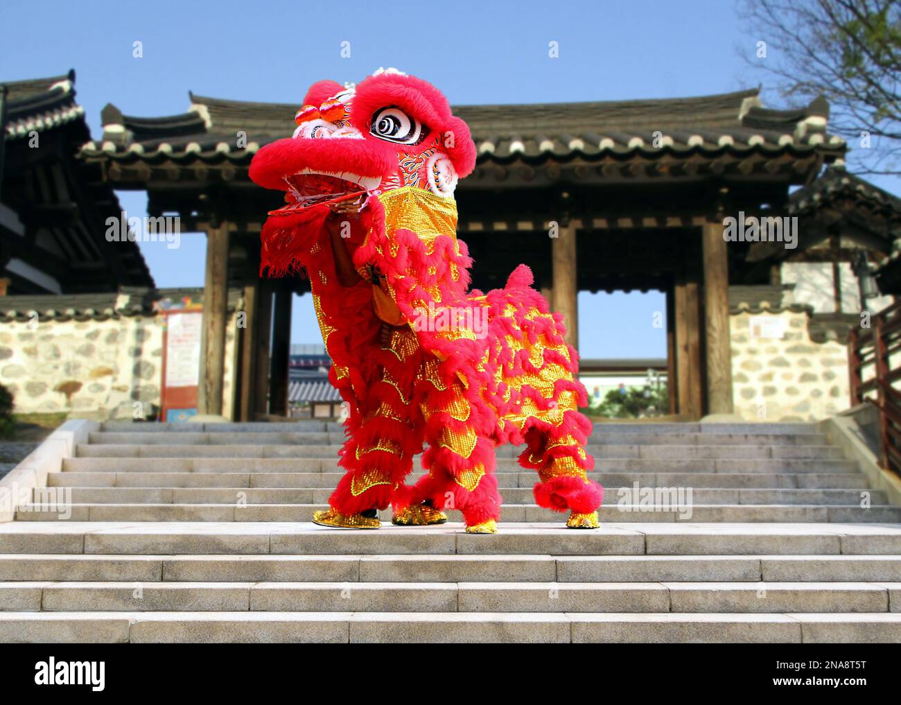 Fête de la danse du lion du nouvel an chinois Banque D'Images
