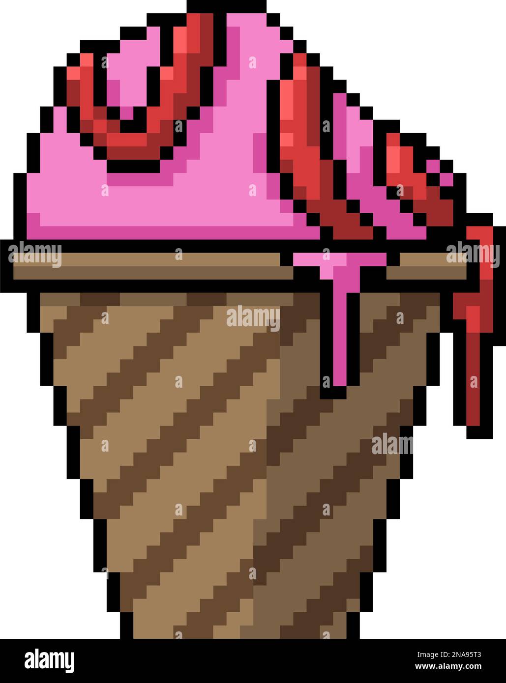 pixel art de la fraise à cône de glace Illustration de Vecteur