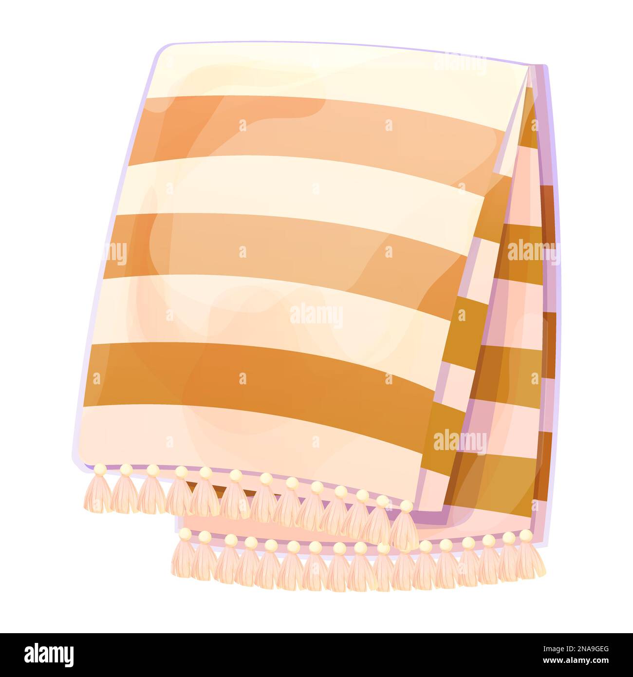 serviette de cuisine avec franges de style dessin animé, serviette de plage en serviette. Illustration vectorielle Illustration de Vecteur