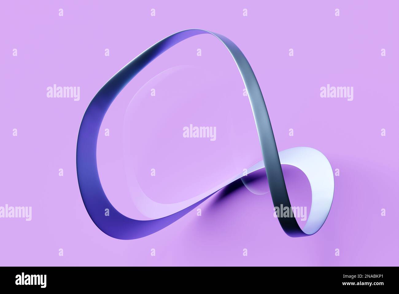 Groupe mobius argent ou groupe mobius. Une surface avec un côté et une frontière. Mathématique non-orientable. 3D illustration Banque D'Images