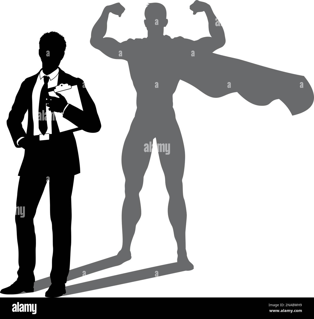 Super héros Business Man avec Super Hero Shadow Illustration de Vecteur