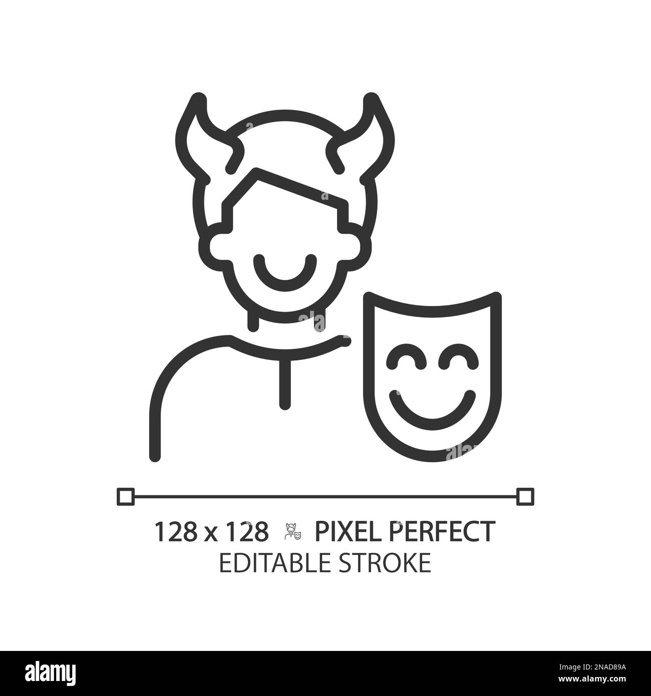 Icône linéaire pixel Perfect Trickster Illustration de Vecteur