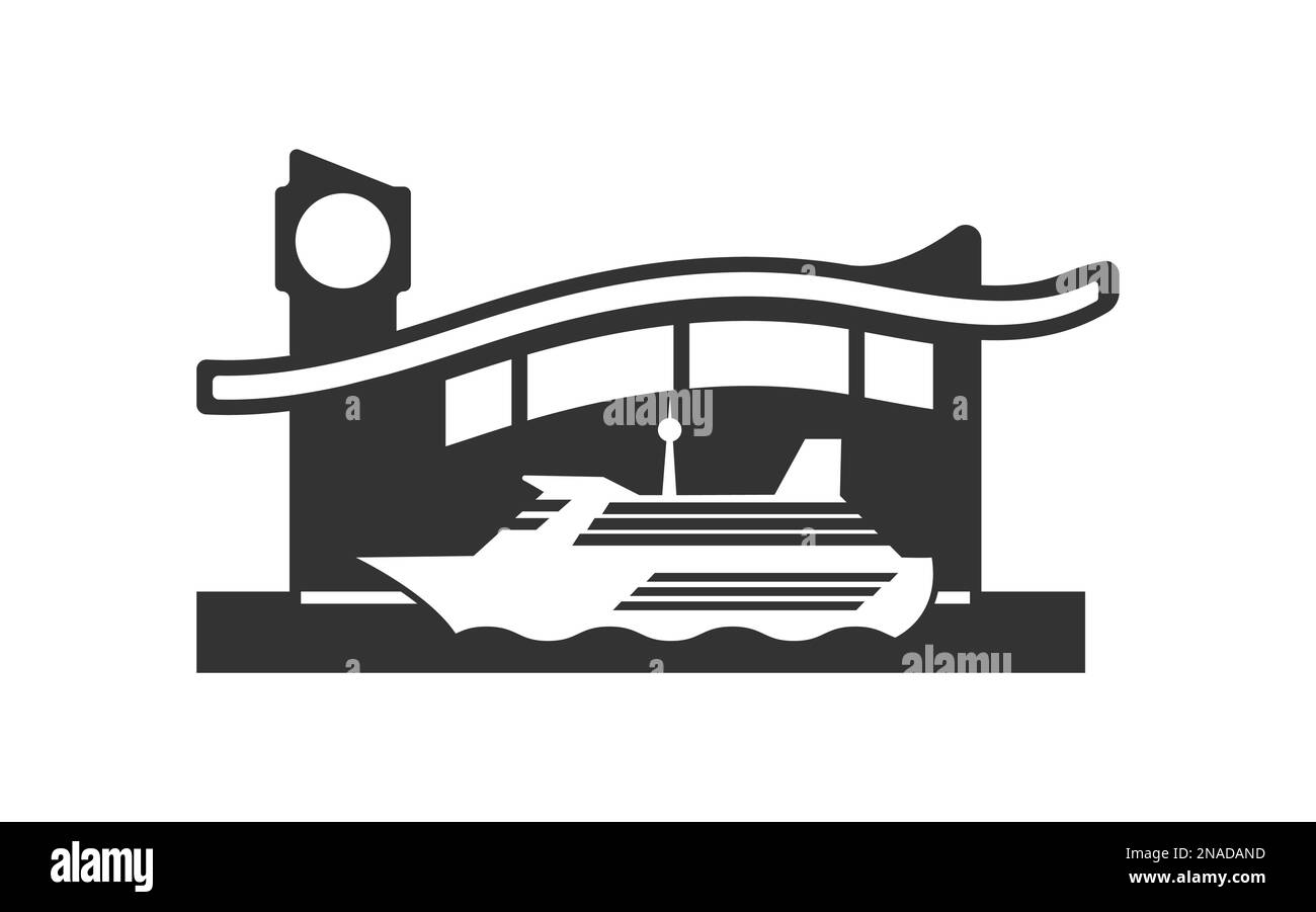 bâtiment du port maritime. Icône pour les sites Web et les applications. Style plat Illustration de Vecteur