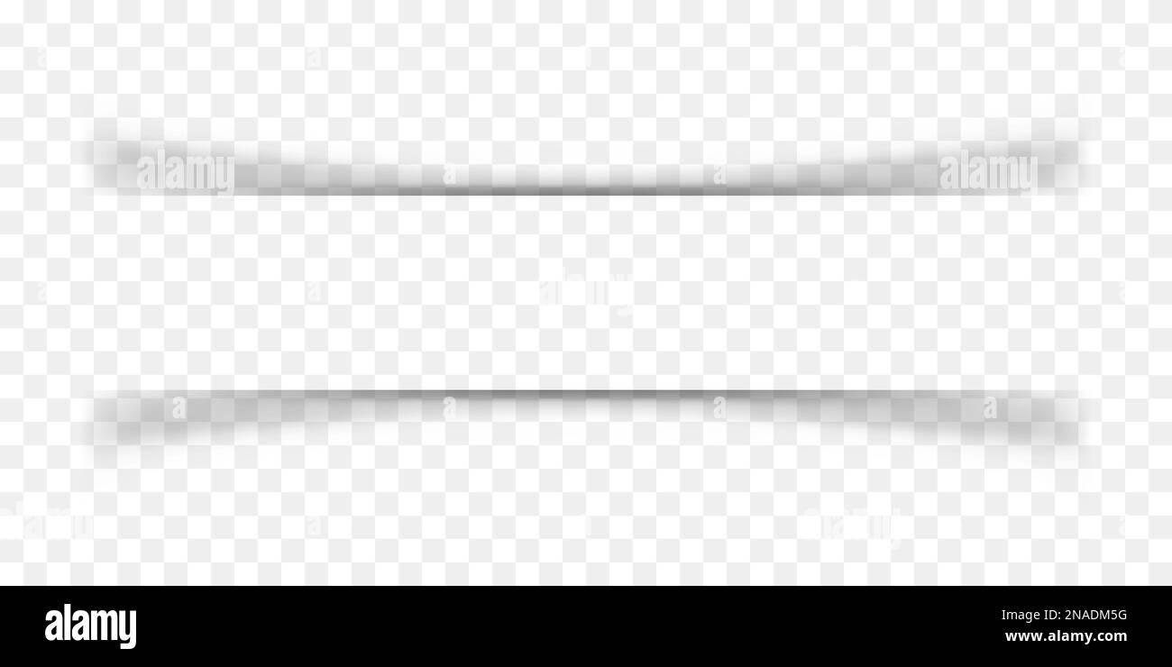 Lignes de séparation horizontales réalistes. Effet d'ombre du papier isolé sur un arrière-plan transparent. Feuille de travail pour bloc-notes, page de livre, carte, prospectus, bannière, affiche à bords doux. Illustration vectorielle Illustration de Vecteur