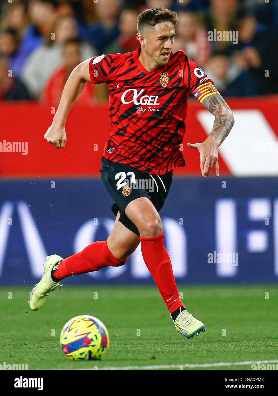 Antonio Raillo du RCD Mallorca pendant le match de la Liga entre le FC Séville et le RCD Mallorca a joué au stade Sanchez Pizjuan sur 11 février à Séville, en Espagne. (Photo par Antonio Pozo / PRESSIN) Banque D'Images