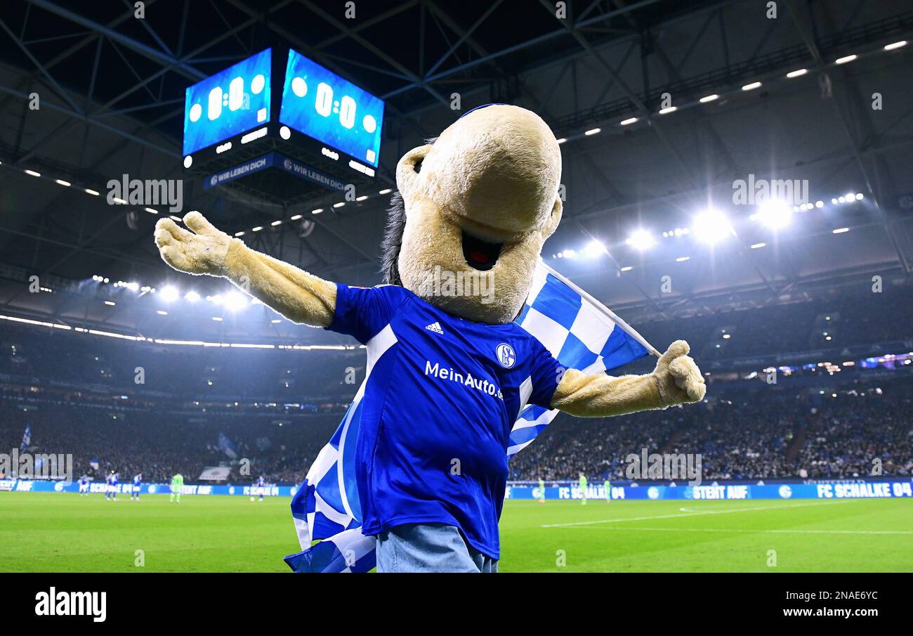 Bundesliga, Veltins Arena, FC Schalke 04 contre VfL Wolfsburg; Schalke mascotte Erwin Banque D'Images