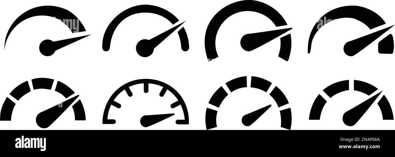 Indicateur de vitesse, icône du compte-tours. Indicateur de vitesse. Vitesse de la voiture sur Internet. Concept de performance. Symbole de vitesse rapide. Icône simple plate - vecteur de stock. Illustration de Vecteur