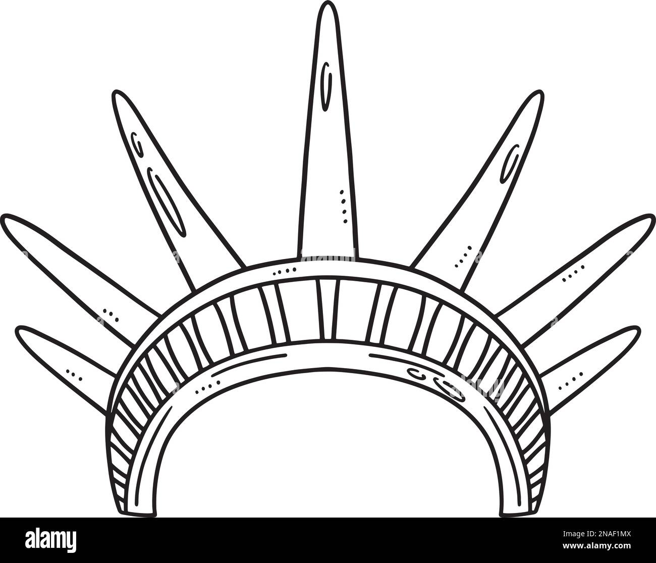 Statue de la liberté Crown page de coloriage isolée Illustration de Vecteur