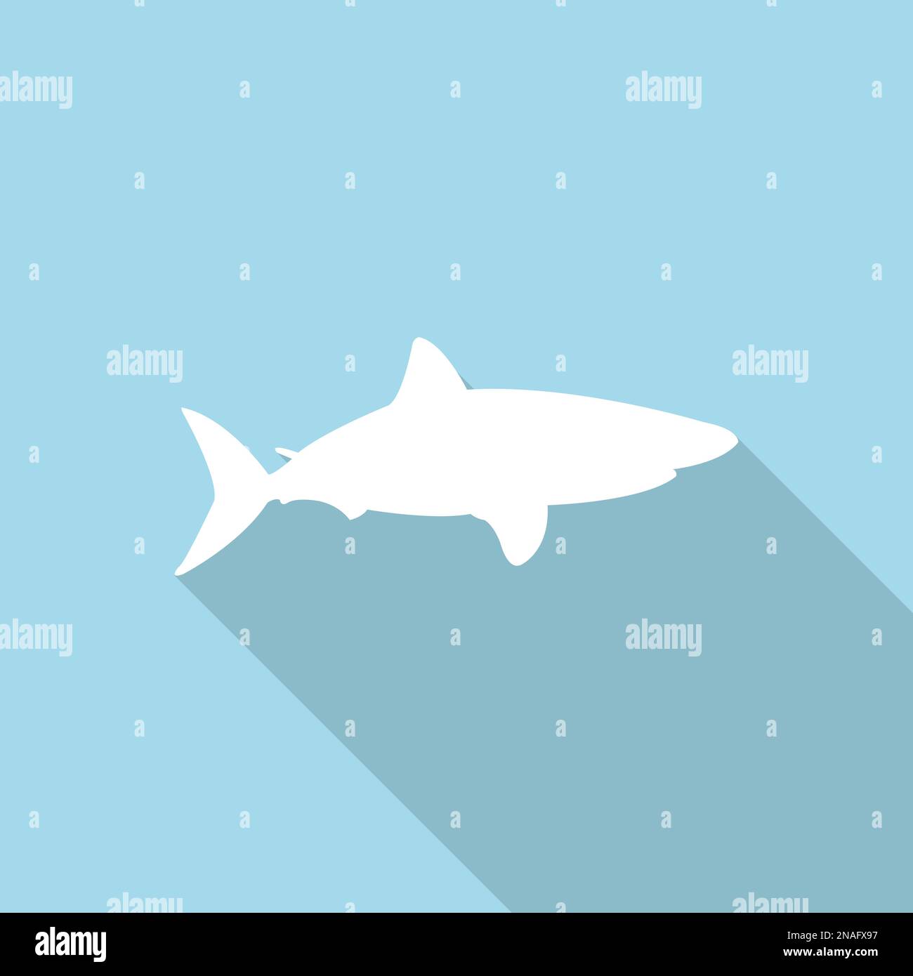 Icône requin avec ombre longue dans un modèle plat Illustration de Vecteur