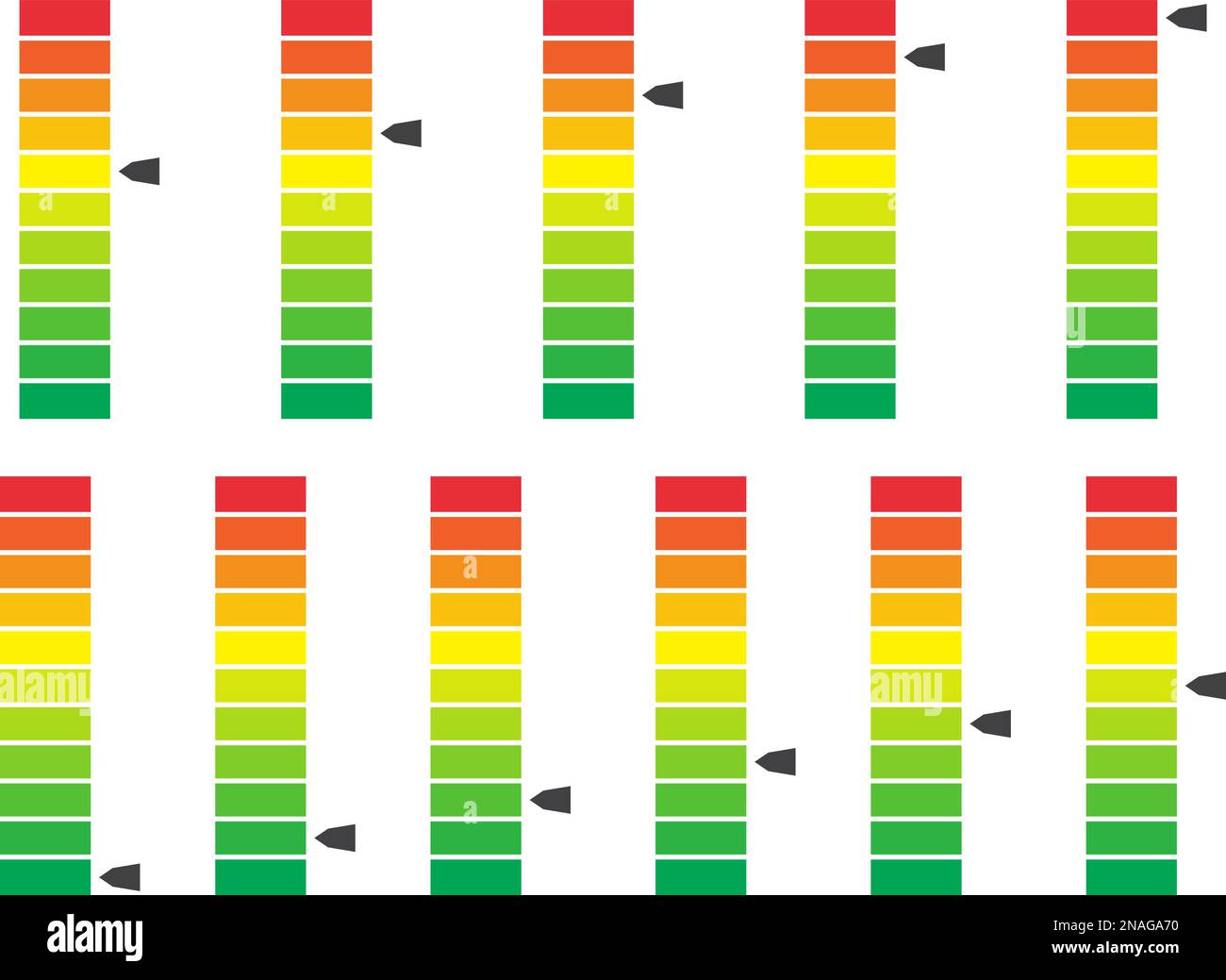 Progrès à code couleur, avec indicateur de niveau d'unités. Illustartion vecteur Illustration de Vecteur