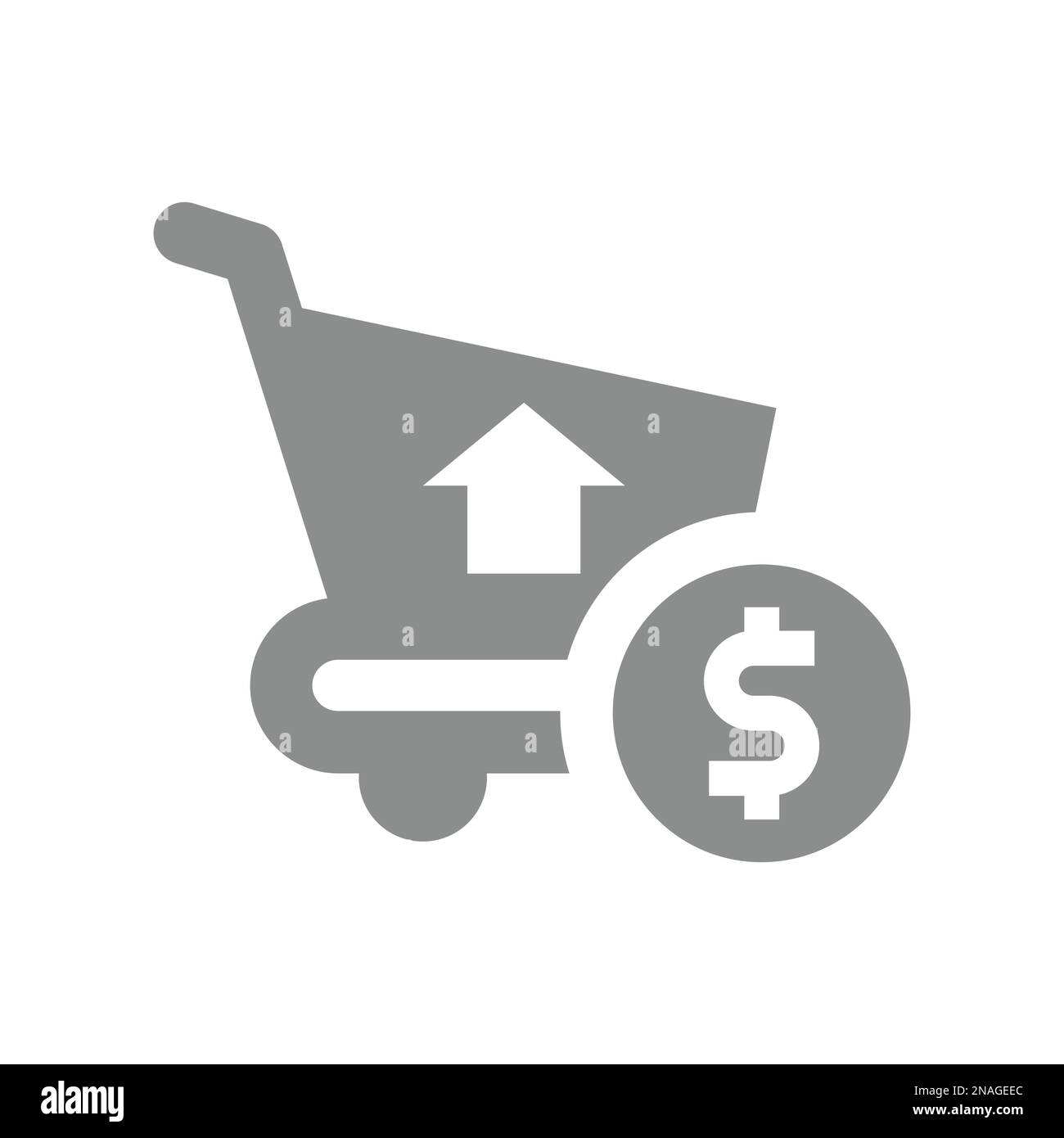 Icône du panier et de la monnaie en dollars. Symbole vecteur d'inflation, de panier et de crise financière. Illustration de Vecteur