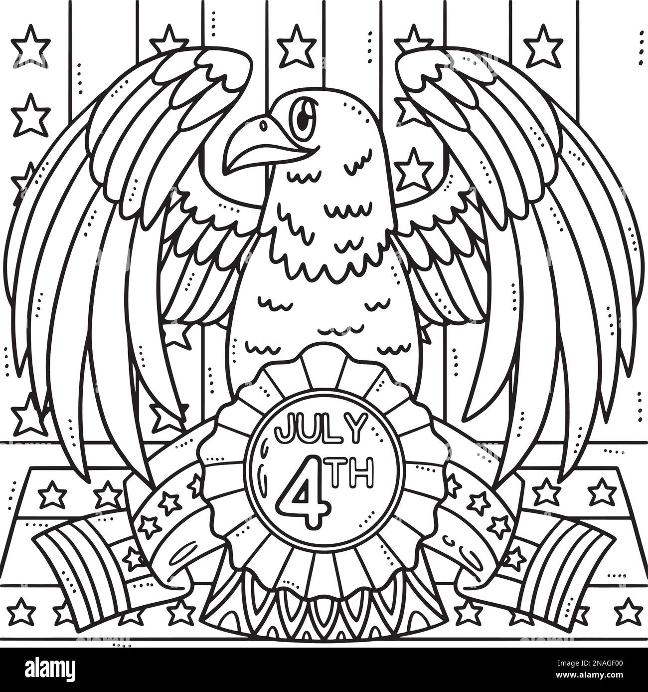 4th de juillet aigle américain avec coloration de ruban Illustration de Vecteur