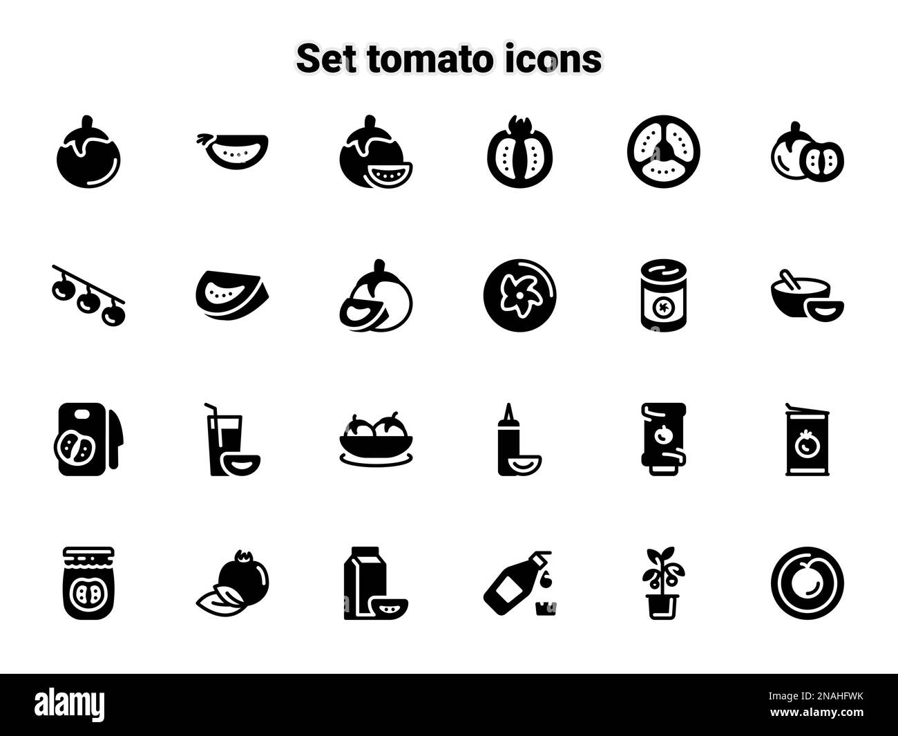 Icônes vectorielles simples. Illustration plate sur un thème tomate, tranche, entière, appétissant Illustration de Vecteur