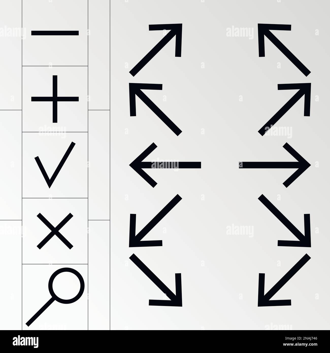 Ensemble d'objets sur le thème des flèches, des symboles mathématiques Illustration de Vecteur