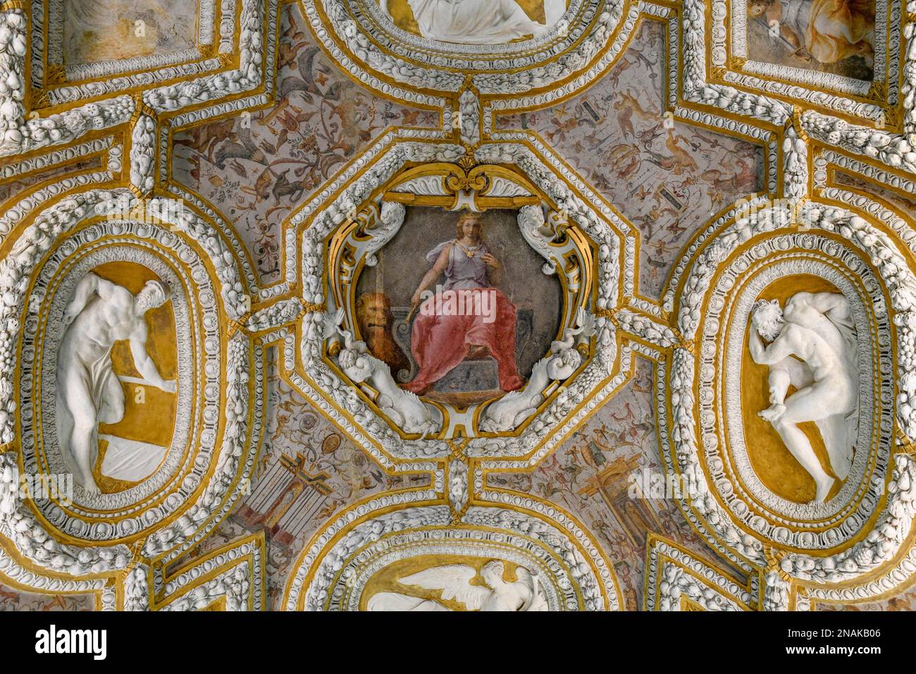 Peinture au plafond, Palais des Doges, quartier Saint-Marc, Venise, Vénétie, Italie Banque D'Images