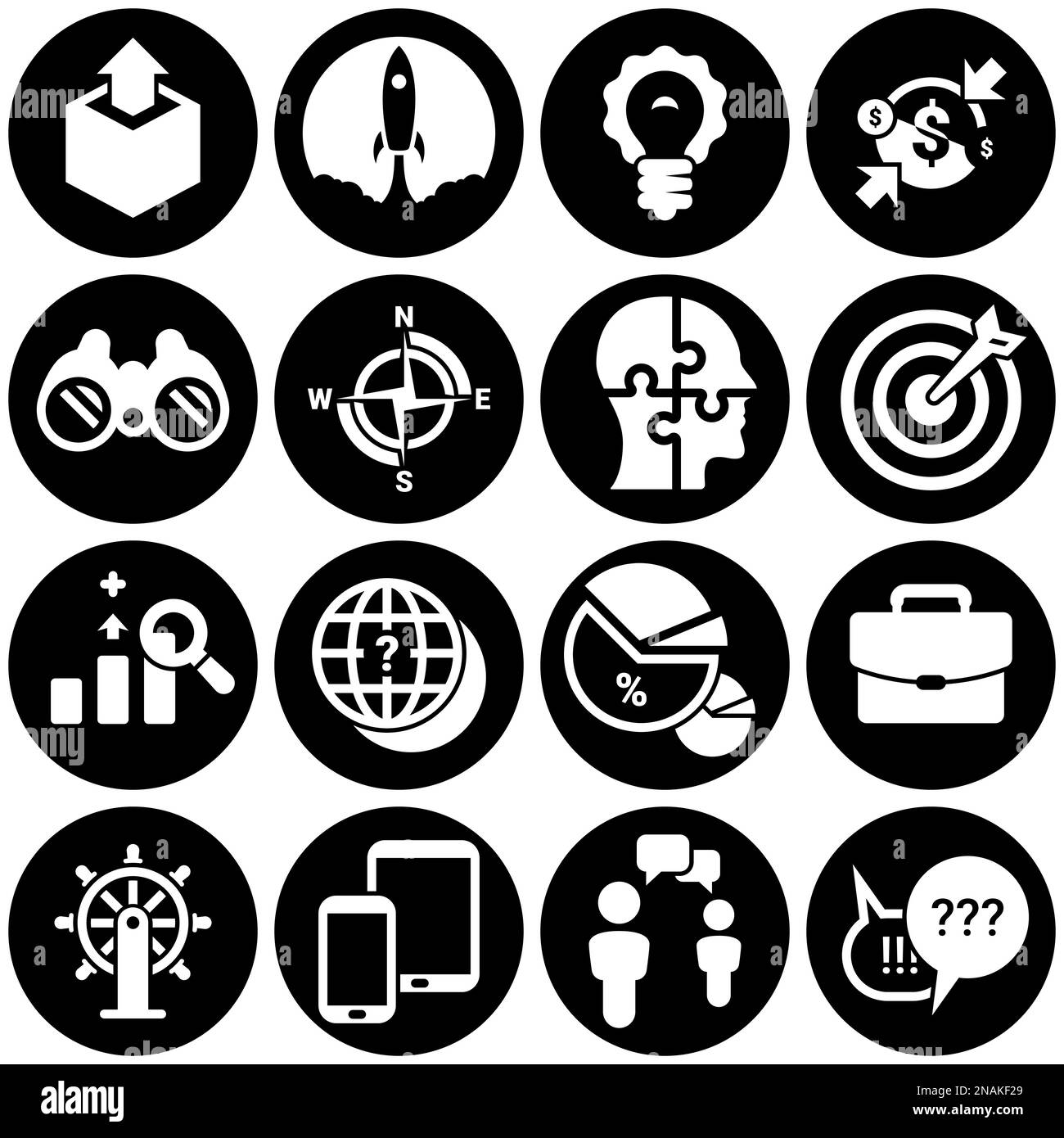 Ensemble d'icônes simples sur un thème démarrage, projet, entreprise, vecteur, conception, plat, signe, symbole, objet, illustration. Arrière-plan blanc Illustration de Vecteur