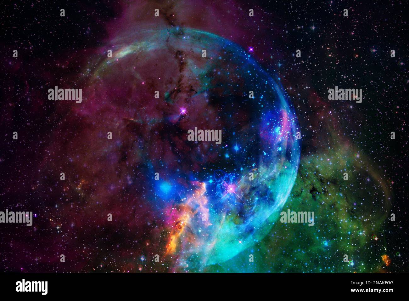 Nebula, groupe d'étoiles dans l'espace profond. Art de la science-fiction Éléments de cette image fournis par la NASA Banque D'Images
