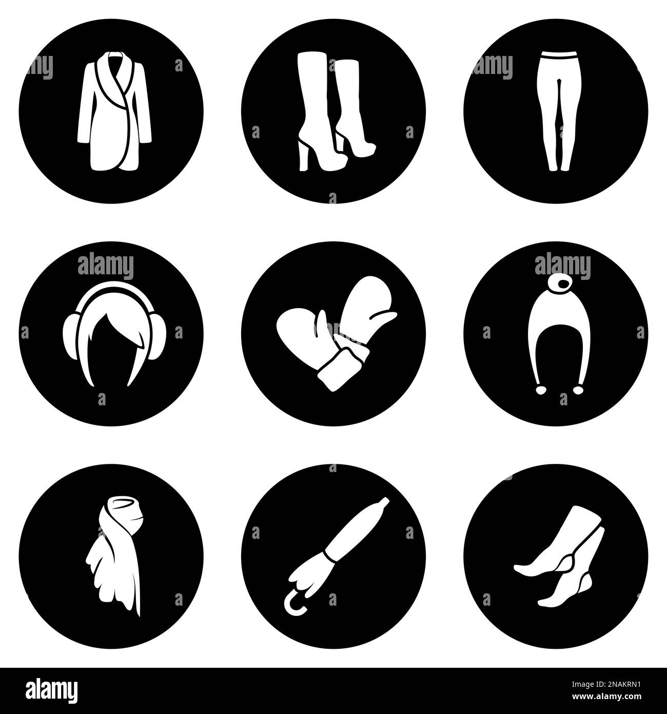 Ensemble d'icônes simples sur un thème femmes vêtements, vecteur, design, collection, plat, signe, symbole, élément, objet, illustration, isolé. Backgro blanc Illustration de Vecteur