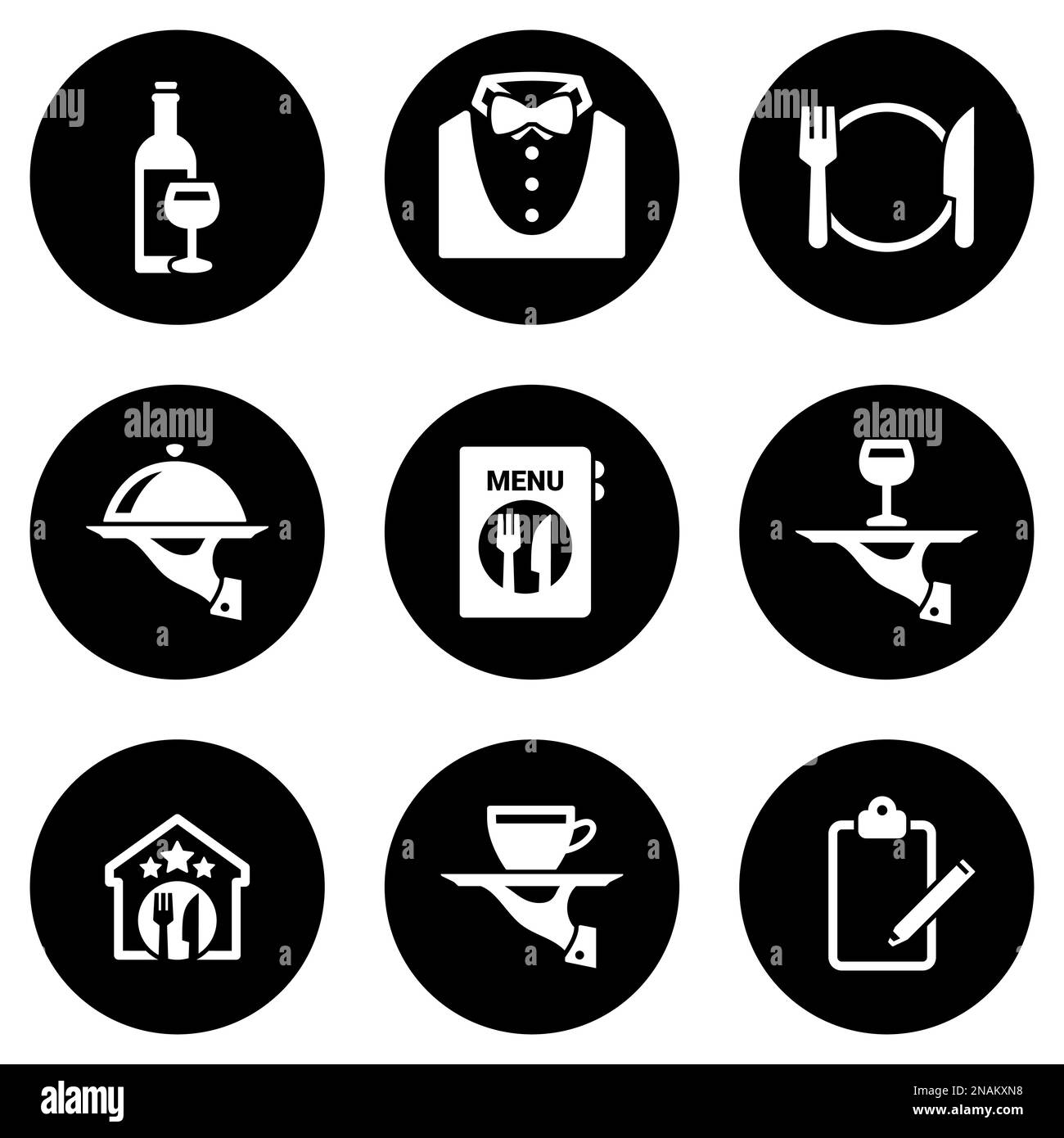 Ensemble d'icônes simples sur un thème Restaurant, vecteur, design, collection, plat, signe, symbole, élément, objet, illustration, isolé. Arrière-plan blanc Illustration de Vecteur