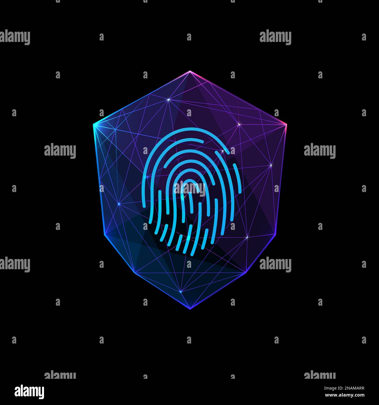 Bouclier polygonal abstrait avec empreinte digitale. Illustration polygonale futuriste Illustration de Vecteur
