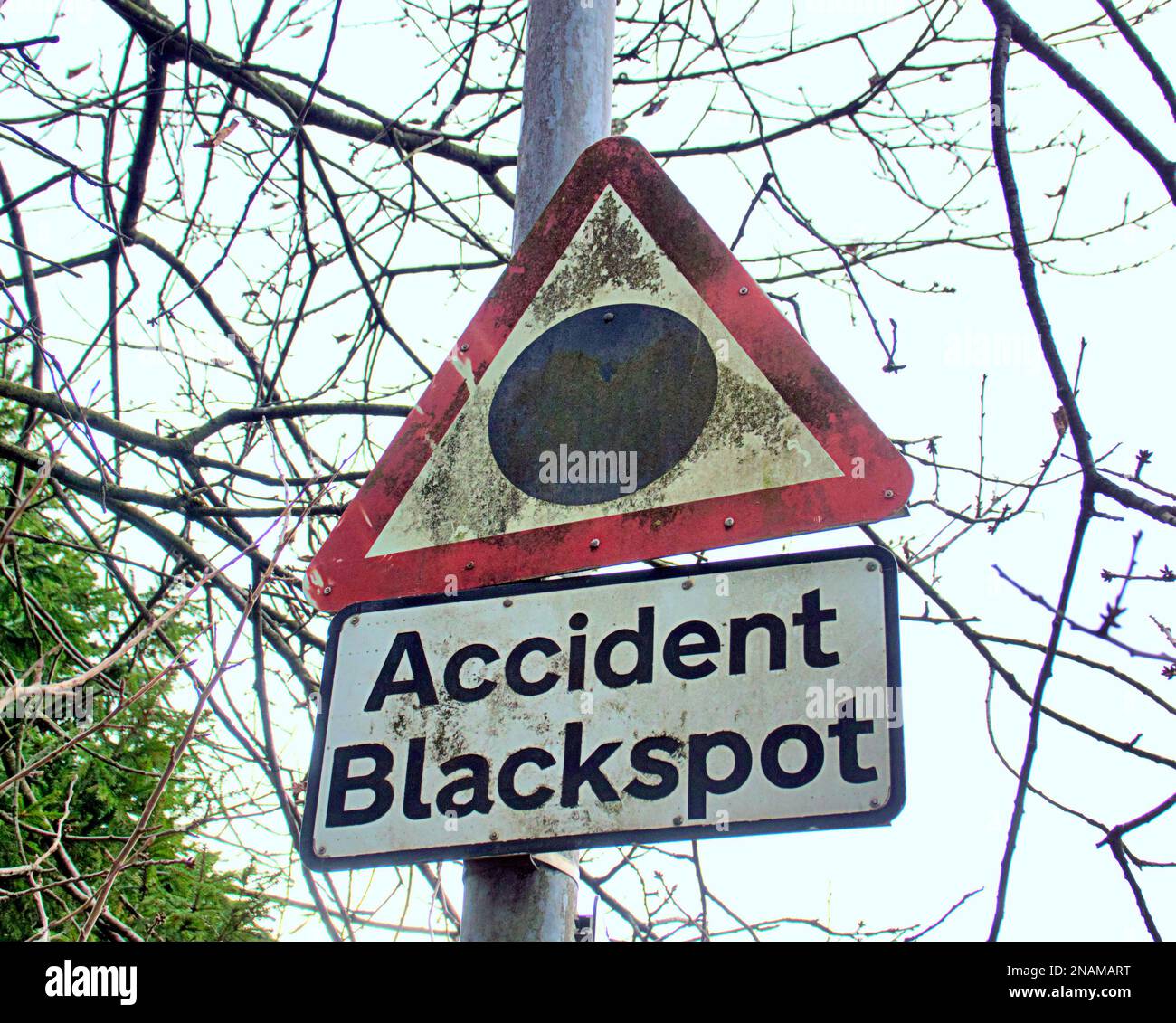 Accident de rue de point noir panneau crédit Gerard Ferry/Alamy Banque D'Images