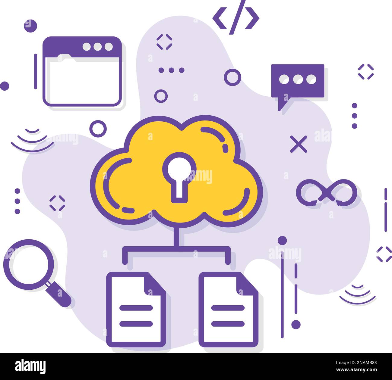 Cloud File Secret and public Key concept, Data Encryption Vector Icon Design, Cloud computing et services d'hébergement Internet Symbol, Secure Cloud Illustration de Vecteur