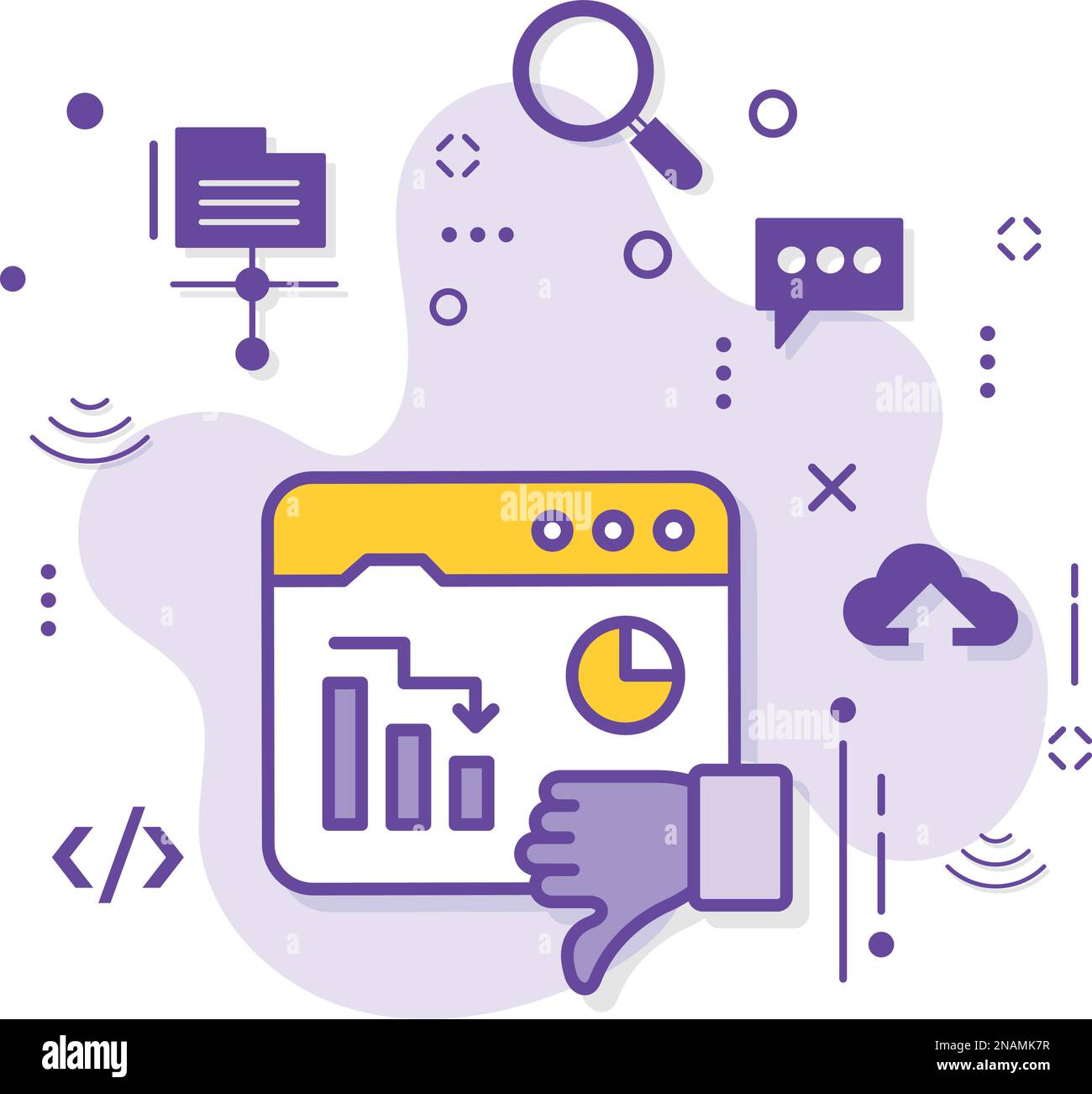 Signe CTR réduit, illustration du stock à faible taux de rebond, concept de taux de clic bas, perte financière avec graphique tendance à la baisse petite conception d'icône vectorielle Illustration de Vecteur