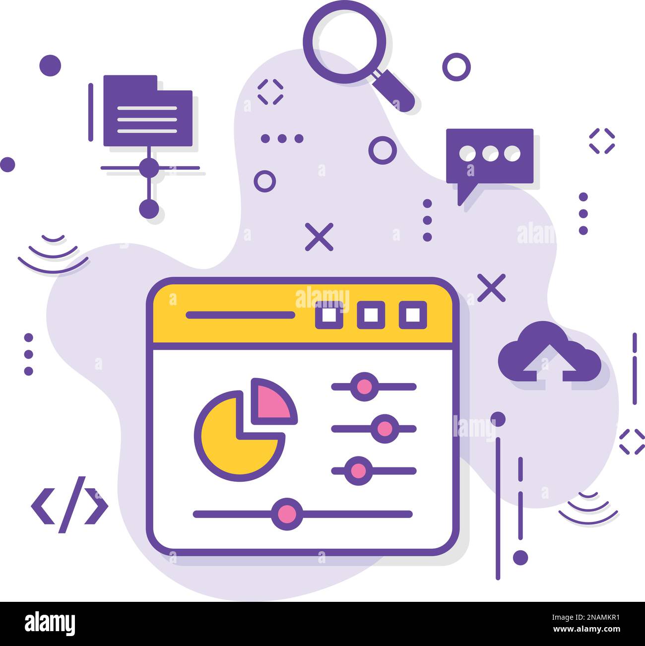 Panneau de configuration Web App Sign, ressources du site Web stats vector Icon design, Cloud computing et Web hosting services Symbol, Control Panel Setting concept Illustration de Vecteur