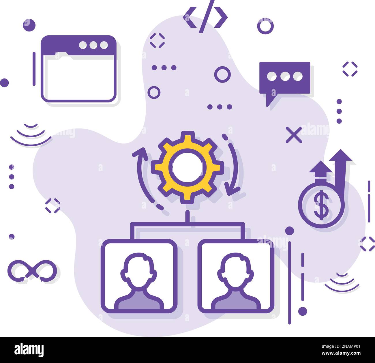 Illustration du stock du moteur de gestion, concept de partage des mêmes paramètres, autorisation du serveur de dossiers de fichiers conception d'icônes vectorielles Cloud computing et hébergement Internet Illustration de Vecteur