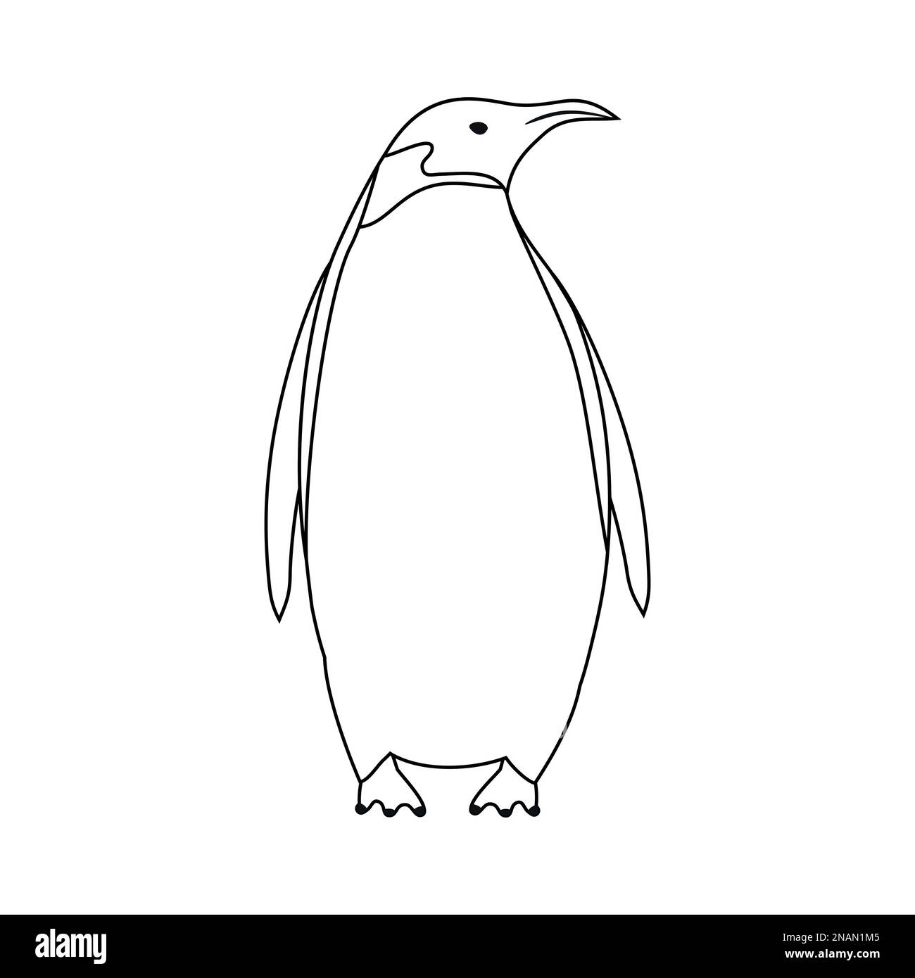 Pingouin empereur à contour plat dessiné à la main Illustration de Vecteur