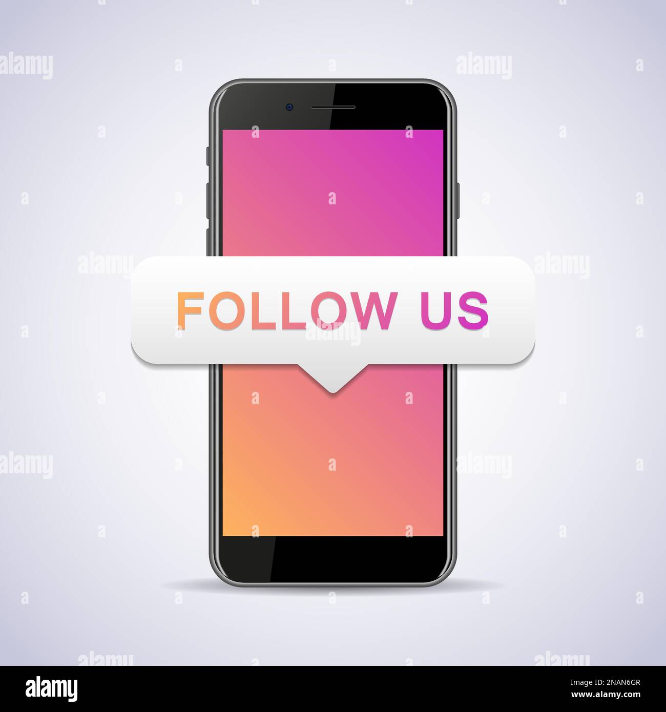 Smartphone avec bulle de la parole Follow US. Illustration vectorielle. Illustration de Vecteur