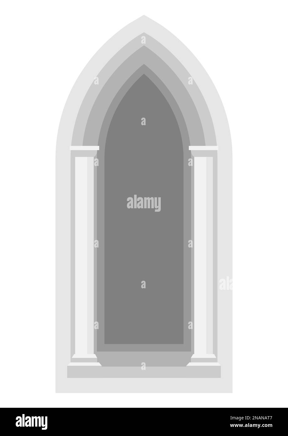 Arc gothique avec colonnes. Silhouette d'entrée vintage. Élément de l'architecture européenne. Illustration de Vecteur