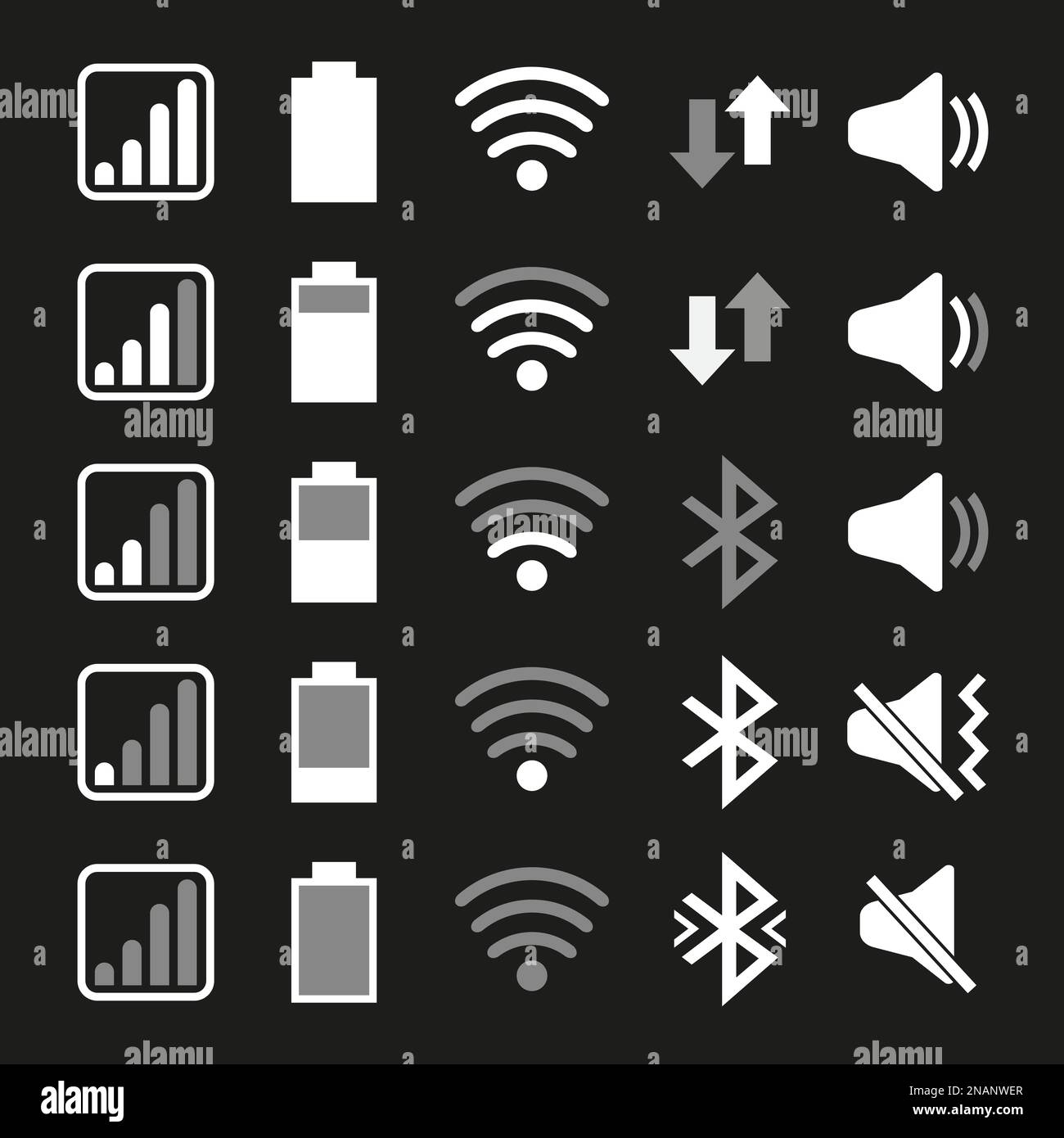 Ensemble d'icônes pour le système de téléphone mobile. Illustration vectorielle. Illustration de Vecteur