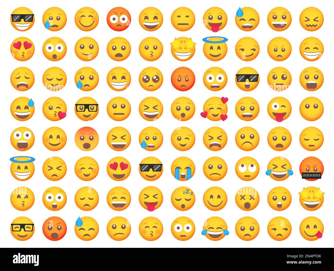 Grand ensemble d'icônes émoticônes sourires. Ensemble cartoon emoji. Ensemble d'émoticônes vectorielles Illustration de Vecteur