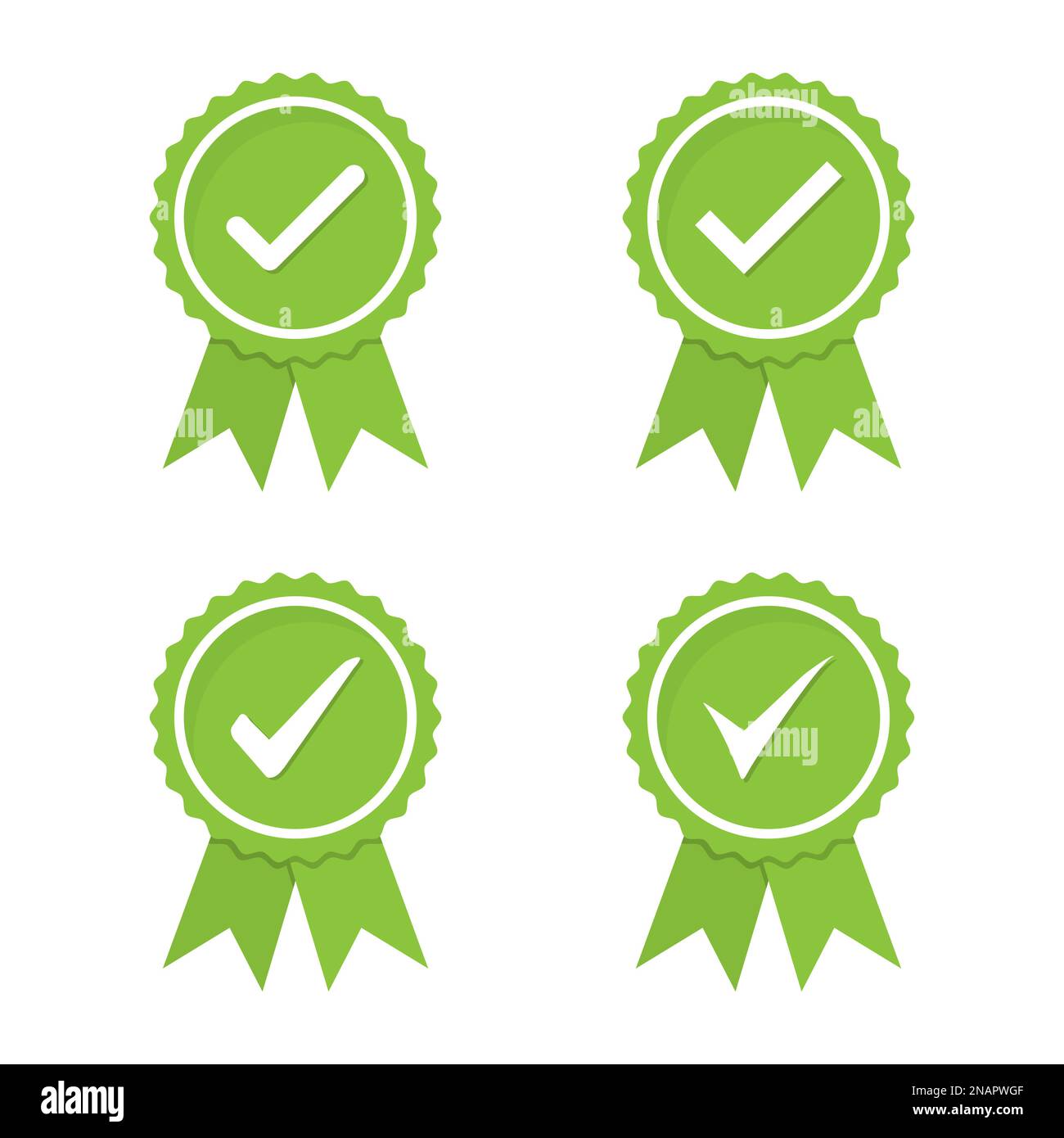Ensemble de médailles de vert approuvées ou certifiées dans un modèle plat Illustration de Vecteur