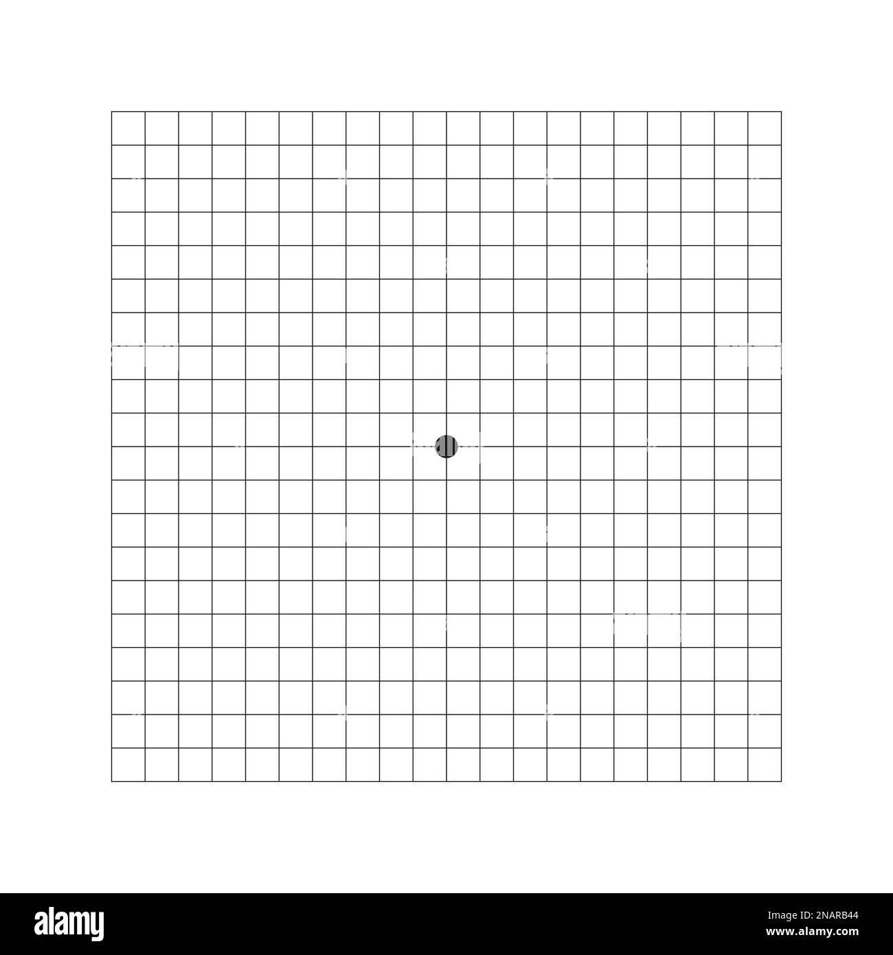 Version de base Amsler GRID avec point au centre. Modèle de test graphique pour la surveillance du champ visuel central et la détection des défauts de vision. Ophtalmologique Illustration de Vecteur