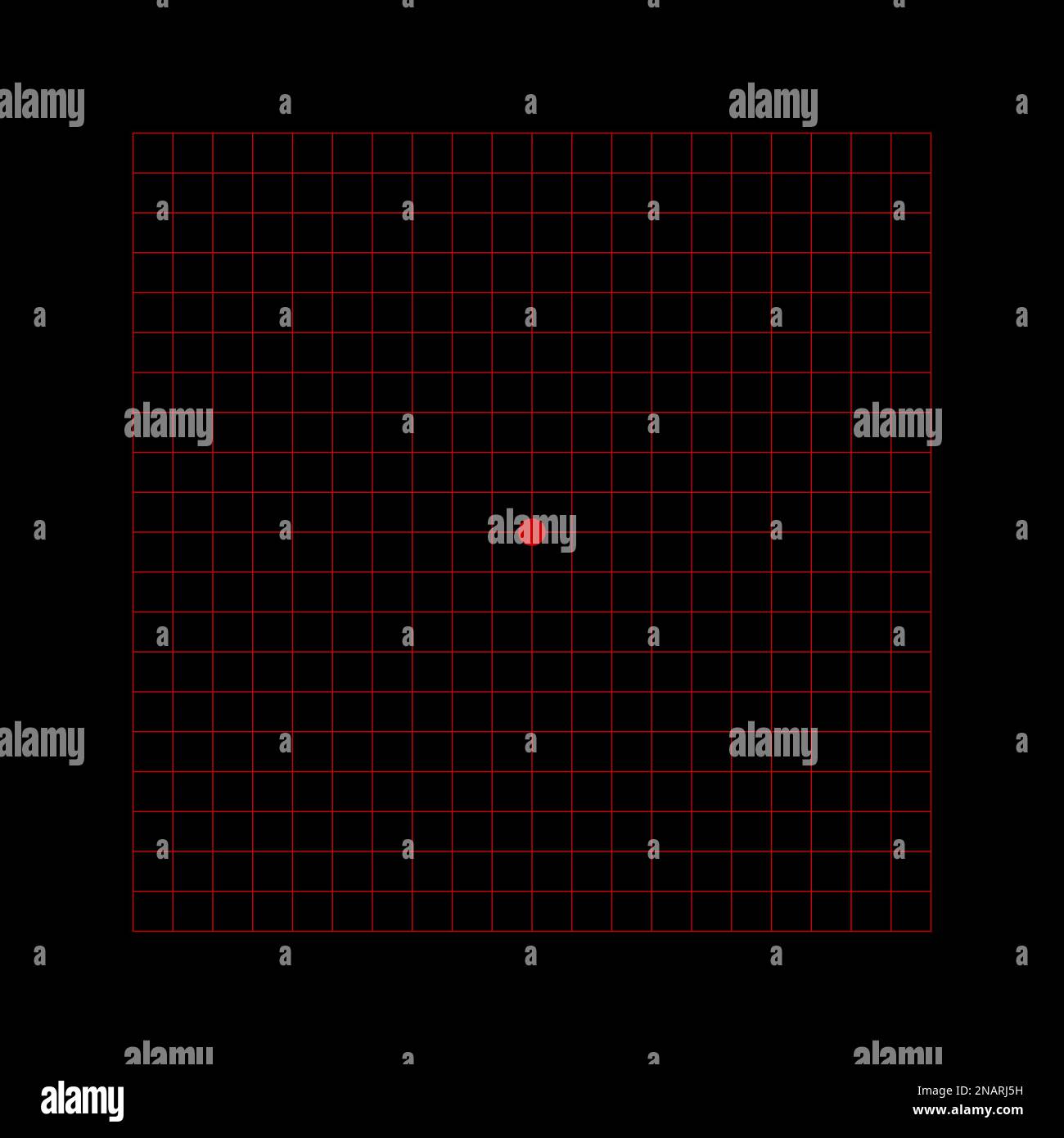 Grille Amsler avec des carrés rouges sur fond noir. Modèle de test graphique pour la surveillance du champ visuel et la détection des défauts de vision. Ophtalmologique Illustration de Vecteur