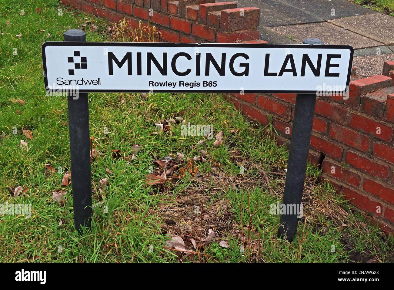 Mincing Lane, panneau routier, Rowley Village, Rowley Regis, Sandwell, West Midlands, Angleterre, Royaume-Uni, B65 9LX Banque D'Images