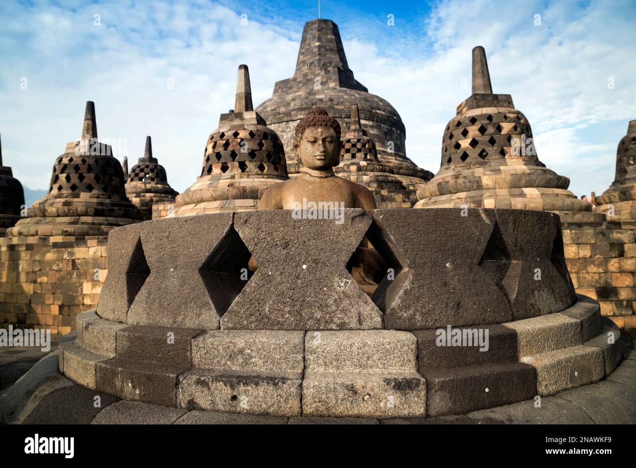 Borobudur temple bouddhiste à Magelang Regency, Muntilan, Central Java, Indonésie Banque D'Images