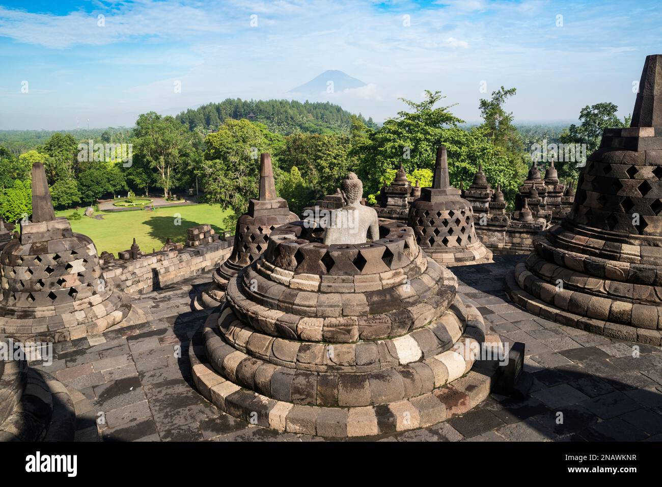 Borobudur temple bouddhiste à Magelang Regency, Muntilan, Central Java, Indonésie Banque D'Images