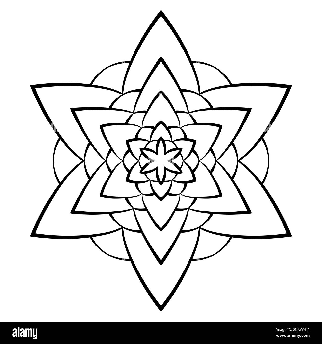 Page de coloriage de mandala de fleur. Forme florale symétrique simple pour une coloration attentive Illustration de Vecteur